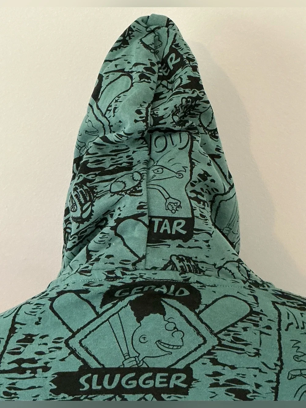 NWT Nickelodeon Teal Gerald Slugger Crewneck Hoodie Size Medium